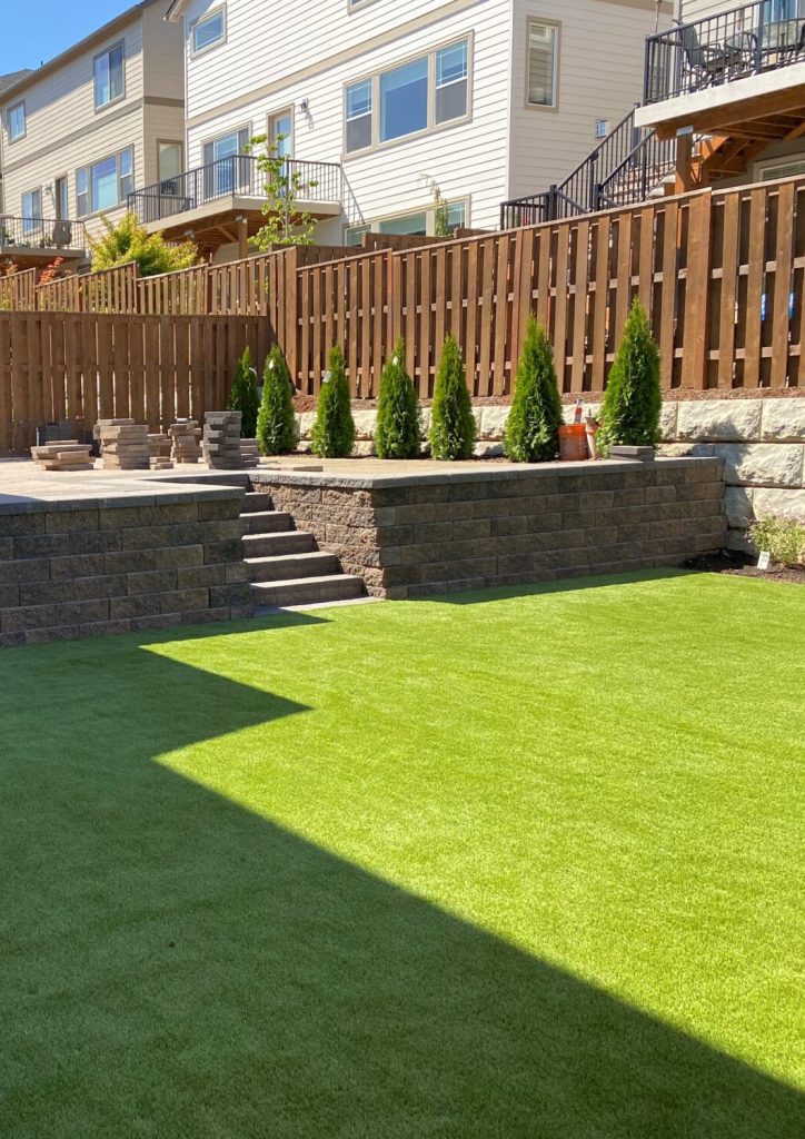 Retaining wall and hardscape installation in Spokane Valley