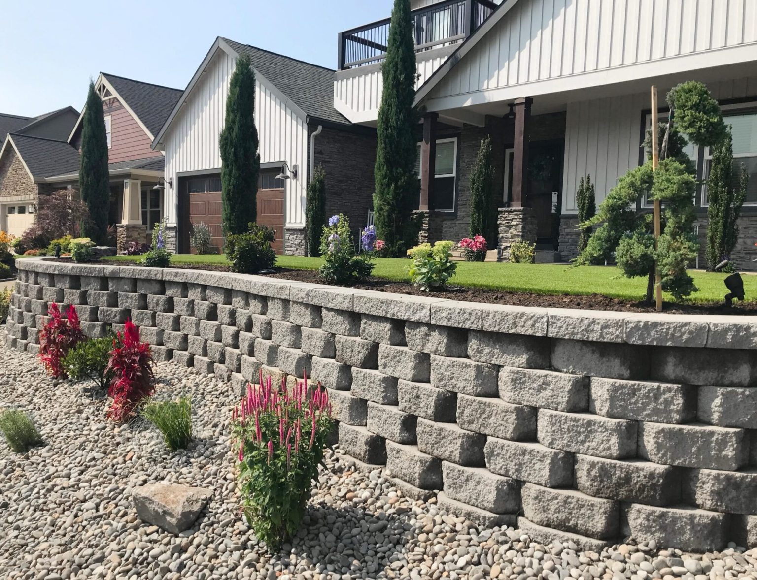 Retaining wall installation in the Spokane area